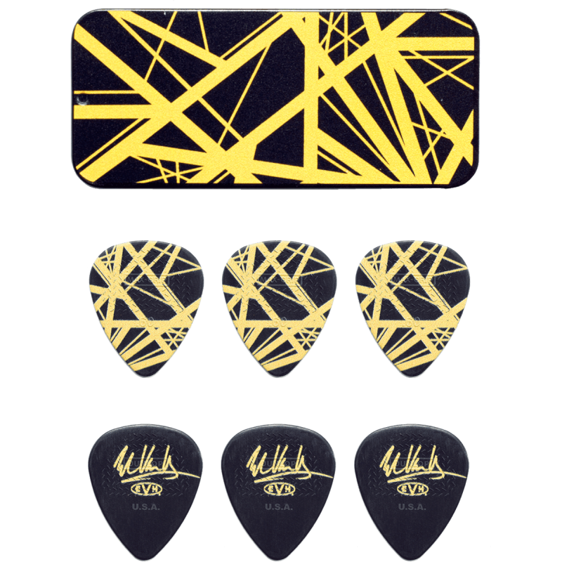Dunlop EVH Boite de 6 Mediators Black/Yellow 0,60mm