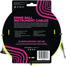 Ernie Ball Cable Jack/jack coude 3m jaune fluo