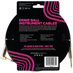 Ernie Ball Cable Jack/jack coudé 3m noir tresse